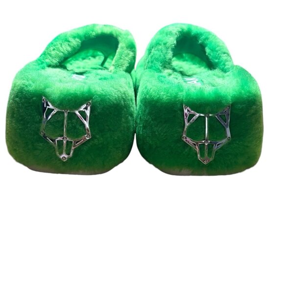 Naked Wolfe Platform Flip Flop Sandal The dreamer shearling Wool Sz 9 Green - Picture 7 of 15